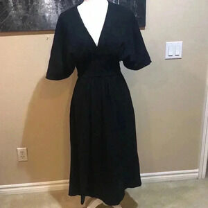 Alexia Admor August Draped Midi Fit & Flare Puffed Sleeved Dress-Size 4